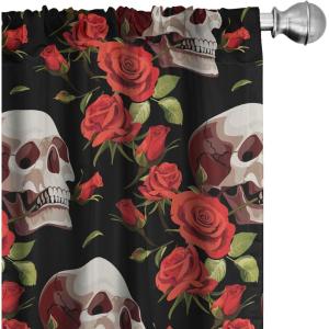 Ambesonne Floral Curtains, Valentine’s Day Concept Art Pastel Repetitive Roses Pattern Plot, Window Treatments 2 Panel Set for Living Room Bedroom, Pair of – 28″ x 84″, Dark Pink Blush and White(Dark Pink Olive Green)