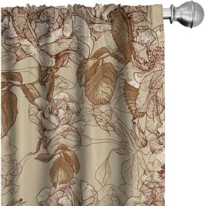 Ambesonne Floral Curtains, Valentine’s Day Concept Art Pastel Repetitive Roses Pattern Plot, Window Treatments 2 Panel Set for Living Room Bedroom, Pair of – 28″ x 84″, Dark Pink Blush and White(Dark Khaki Champagne)