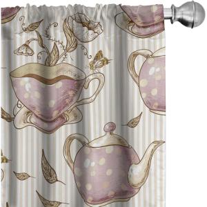 Ambesonne Floral Curtains, Valentine’s Day Concept Art Pastel Repetitive Roses Pattern Plot, Window Treatments 2 Panel Set for Living Room Bedroom, Pair of – 28″ x 84″, Dark Pink Blush and White(Dried Rose Umber Fawn)
