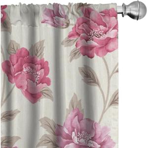 Ambesonne Floral Curtains, Valentine’s Day Concept Art Pastel Repetitive Roses Pattern Plot, Window Treatments 2 Panel Set for Living Room Bedroom, Pair of – 28″ x 84″, Dark Pink Blush and White(Pastel Pink and Pale Sepia)