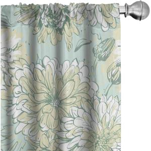 Ambesonne Floral Curtains, Valentine’s Day Concept Art Pastel Repetitive Roses Pattern Plot, Window Treatments 2 Panel Set for Living Room Bedroom, Pair of – 28″ x 84″, Dark Pink Blush and White(Pale Green and Champagne)