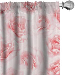 Ambesonne Floral Curtains, Valentine’s Day Concept Art Pastel Repetitive Roses Pattern Plot, Window Treatments 2 Panel Set for Living Room Bedroom, Pair of – 28″ x 84″, Dark Pink Blush and White(Dark Pink Blush and White)