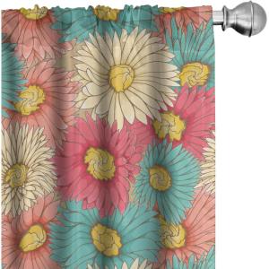 Ambesonne Floral Curtains, Valentine’s Day Concept Art Pastel Repetitive Roses Pattern Plot, Window Treatments 2 Panel Set for Living Room Bedroom, Pair of – 28″ x 84″, Dark Pink Blush and White(Dried Rose and Pale Teal)