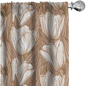 Ambesonne Floral Curtains, Valentine’s Day Concept Art Pastel Repetitive Roses Pattern Plot, Window Treatments 2 Panel Set for Living Room Bedroom, Pair of – 28″ x 84″, Dark Pink Blush and White(Pale Brown White Rust)