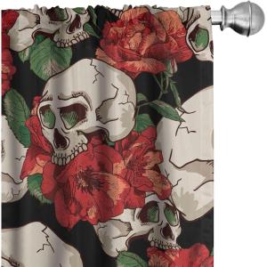 Ambesonne Floral Curtains, Valentine’s Day Concept Art Pastel Repetitive Roses Pattern Plot, Window Treatments 2 Panel Set for Living Room Bedroom, Pair of – 28″ x 84″, Dark Pink Blush and White(Jade Green and Dark Coral)