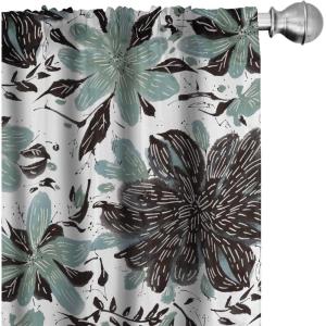 Ambesonne Floral Curtains, Valentine’s Day Theme Grunge Style Repetitive Rose Flowers Abstract, Window Treatments 2 Panel Set for Living Room Bedroom, Pair of – 28″ x 84″, Pale Fuchsia and Sepia(Reseda Green Grey and White)