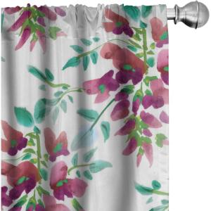 Ambesonne Floral Curtains, Valentine’s Day Theme Grunge Style Repetitive Rose Flowers Abstract, Window Treatments 2 Panel Set for Living Room Bedroom, Pair of – 28″ x 84″, Pale Fuchsia and Sepia(Pistachio Green and Ruby)