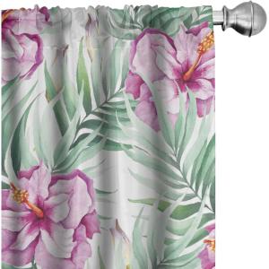 Ambesonne Floral Curtains, Valentine’s Day Theme Grunge Style Repetitive Rose Flowers Abstract, Window Treatments 2 Panel Set for Living Room Bedroom, Pair of – 28″ x 84″, Pale Fuchsia and Sepia(Reseda Green and Pale Fuchsia)