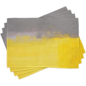 Ambesonne Grey and Yellow Place Mats Set of 4, Grunge Street Style Painting Brush Print Ombre Design Illustration, Washable Fabric Placemats for Dining Table, Standard Size, Dimgray Yellow