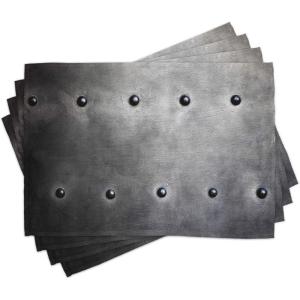 Ambesonne Industrial Place Mats Set of 4, Black Grunge Plate Armour Digital Print Rivets Vintage Theme Print, Washable Fabric Placemats for Dining Table, Standard Size, Black Silver