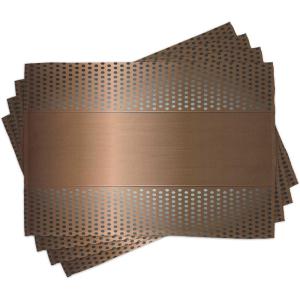 Ambesonne Industrial Place Mats Set of 4, Perforated Grid Plate Steel Dots Illustration Futuristic Technology Theme, Washable Fabric Placemats for Dining Table, Standard Size, Bronze Ombre