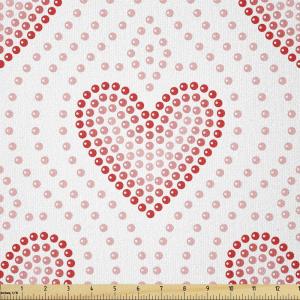 Ambesonne Pearls Fabric by The Yard, Dotted Heart Pattern Love Themed Illustration Valentines Day Adornment, Stretch Knit Fabric for Clothing Sewing and Arts Crafts, 3 Yards, Blush Cream Red(Blush Cream Red)