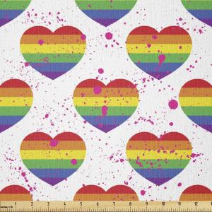 Ambesonne Pride Day Fabric by The Yard, LGBT Rainbow Hearts Valentines Watercolor Splashes Pattern, Stretch Knit Fabric for Clothing Sewing and Arts Crafts, 2 Yards, Hot Pink Azure Blue(Hot Pink Azure Blue)