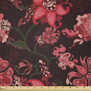 Ambesonne Romantic Fabric by The Yard, Paisley Nostalgic Oriental Inspirations Blooming Valentine’s Day Love Bouquet, Stretch Knit Fabric for Clothing Sewing and Arts Crafts, 3 Yards, Multicolor(Multicolor)