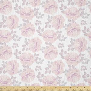 Ambesonne Roses Fabric by The Yard, Romantic Valentine’s Day Pattern in Pastel Tones, Stretch Knit Fabric for Clothing Sewing and Arts Crafts, 2 Yards, Rose Mauve(Rose Mauve)