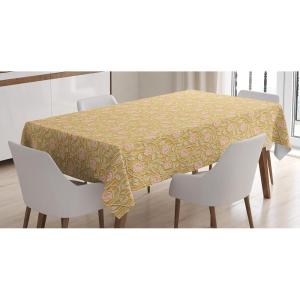 Ambesonne Shabby Flora Tablecloth, Romantic Rose Petals with Branches Nature Beauty Valentine Feminine Print, Rectangular Table Cover for Dining Room Kitchen Decor, 60″ X 90″, Pink and Yellow