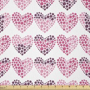 Ambesonne Valentine’s Day Fabric by The Yard, Continuing Composition of Dotted Heart Shapes, Stretch Knit Fabric for Clothing Sewing and Arts Crafts, 5 Yards, Ruby Pink(Ruby Pink)