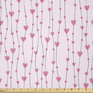 Ambesonne Vintage Valentine Fabric by The Yard, Hearts and Rounds on Curvilinear Lines, Stretch Knit Fabric for Clothing Sewing and Arts Crafts, 2 Yards, Pale Pink Pink(Baby Pink Pink)