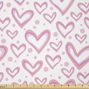 Ambesonne Vintage Valentine Fabric by The Yard, Pastel Design Pattern of Hearts and Rounds, Stretch Knit Fabric for Clothing Sewing and Arts Crafts, 3 Yards, Pink Pale Pink(Pink Pale Pink)