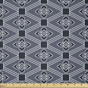Ambesonne Vintage Valentine Fabric by The Yard, Romantic Beauty Repetitive Pattern with Irregular Hearts, Stretch Knit Fabric for Clothing Sewing and Arts Crafts, 10 Yards, Cream Vermilion(Charcoal Grey)