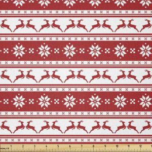 Ambesonne Vintage Valentine Fabric by The Yard, Romantic Beauty Repetitive Pattern with Irregular Hearts, Stretch Knit Fabric for Clothing Sewing and Arts Crafts, 10 Yards, Cream Vermilion(Ruby White)