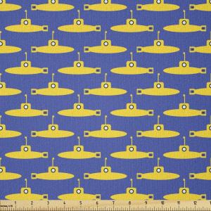 Ambesonne Vintage Valentine Fabric by The Yard, Romantic Beauty Repetitive Pattern with Irregular Hearts, Stretch Knit Fabric for Clothing Sewing and Arts Crafts, 10 Yards, Cream Vermilion(Mustard Blue)