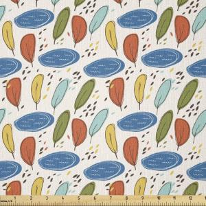 Ambesonne Vintage Valentine Fabric by The Yard, Romantic Beauty Repetitive Pattern with Irregular Hearts, Stretch Knit Fabric for Clothing Sewing and Arts Crafts, 10 Yards, Cream Vermilion(Blue Orange)