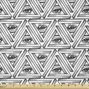 Ambesonne Vintage Valentine Fabric by The Yard, Romantic Beauty Repetitive Pattern with Irregular Hearts, Stretch Knit Fabric for Clothing Sewing and Arts Crafts, 10 Yards, Cream Vermilion(White and Black)