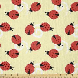 Ambesonne Vintage Valentine Fabric by The Yard, Romantic Beauty Repetitive Pattern with Irregular Hearts, Stretch Knit Fabric for Clothing Sewing and Arts Crafts, 10 Yards, Cream Vermilion(Yellow Vermilion)