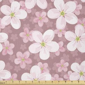 Ambesonne Vintage Valentine Fabric by The Yard, Romantic Beauty Repetitive Pattern with Irregular Hearts, Stretch Knit Fabric for Clothing Sewing and Arts Crafts, 10 Yards, Cream Vermilion(Rose White)