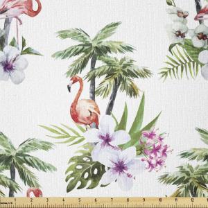 Ambesonne Vintage Valentine Fabric by The Yard, Romantic Beauty Repetitive Pattern with Irregular Hearts, Stretch Knit Fabric for Clothing Sewing and Arts Crafts, 10 Yards, Cream Vermilion(Green)