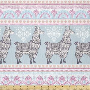 Ambesonne Vintage Valentine Fabric by The Yard, Romantic Beauty Repetitive Pattern with Irregular Hearts, Stretch Knit Fabric for Clothing Sewing and Arts Crafts, 10 Yards, Cream Vermilion(Seafoam Pink)