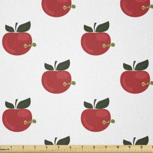 Ambesonne Vintage Valentine Fabric by The Yard, Romantic Beauty Repetitive Pattern with Irregular Hearts, Stretch Knit Fabric for Clothing Sewing and Arts Crafts, 10 Yards, Cream Vermilion(Green Olive)