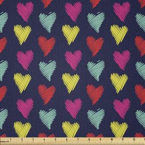 Ambesonne Vintage Valentine Fabric by The Yard, Romantic Beauty Repetitive Pattern with Irregular Hearts, Stretch Knit Fabric for Clothing Sewing and Arts Crafts, 10 Yards, Cream Vermilion(Seafoam)