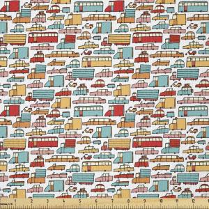Ambesonne Vintage Valentine Fabric by The Yard, Romantic Beauty Repetitive Pattern with Irregular Hearts, Stretch Knit Fabric for Clothing Sewing and Arts Crafts, 10 Yards, Cream Vermilion(Aqua Red Orange)