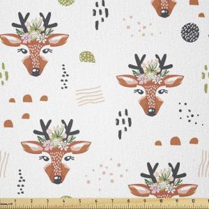 Ambesonne Vintage Valentine Fabric by The Yard, Romantic Beauty Repetitive Pattern with Irregular Hearts, Stretch Knit Fabric for Clothing Sewing and Arts Crafts, 10 Yards, Cream Vermilion(Rust Rose and Dark Blue Grey)