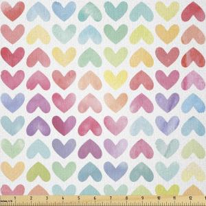 Ambesonne Watercolor Fabric by The Yard, Valentine’s Day Theme Colorful Little Hearts Vibrant Paintbrush Effect, Stretch Knit Fabric for Clothing Sewing and Arts Crafts, 3 Yards, Multicolor(Multicolor)