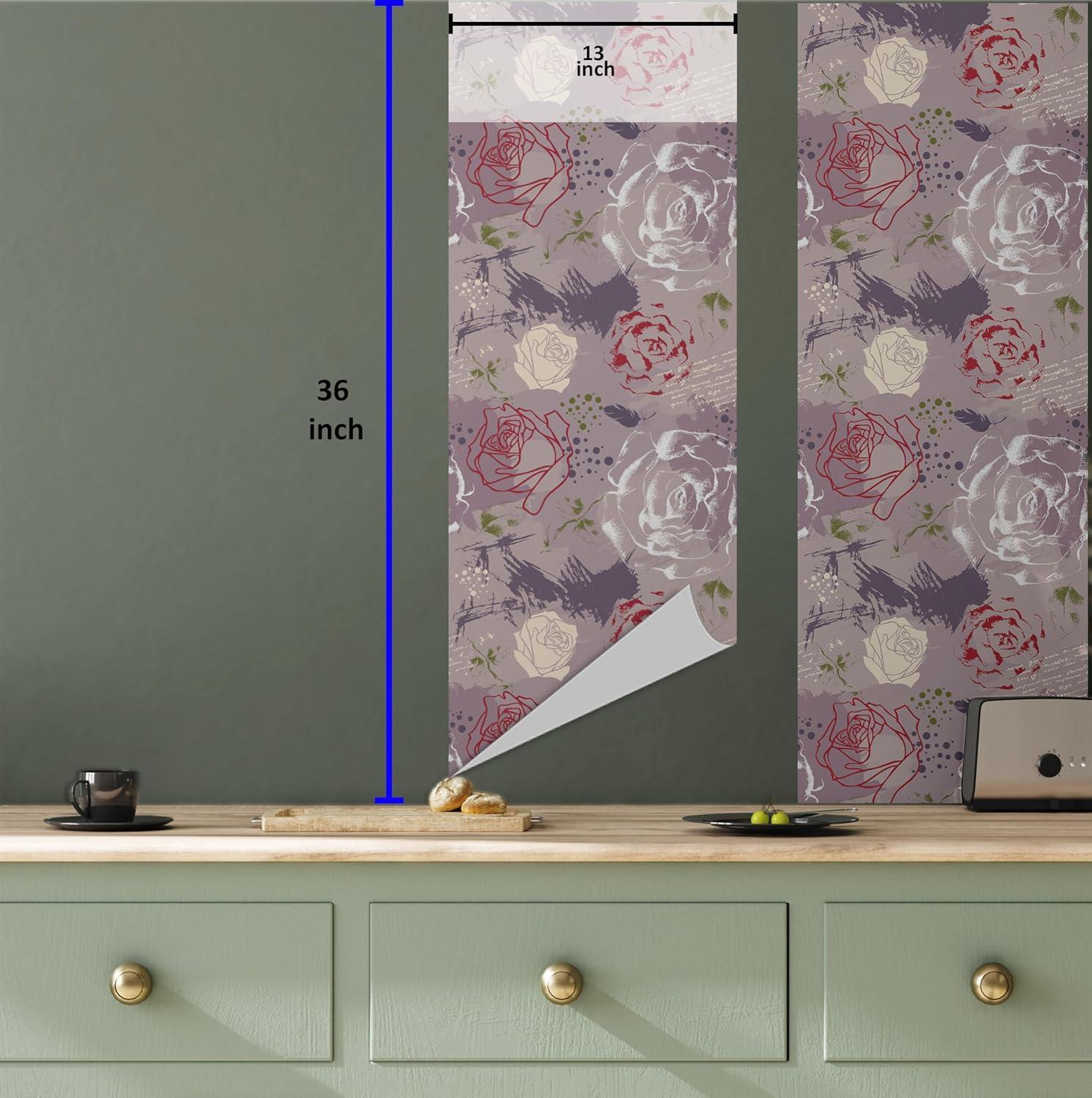imageAmbesonne Valentine Peel amp Stick Wallpaper for Home PastelColored Rose Flowers Leaves with Brush Strokes Abstract Art SelfAdhesive Living Room Kitchen Accent 13 x 36 Mauve Taupe Sage Green