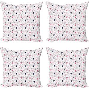 Ambesonne Valentine’s Day Decorative Throw Pillow Case Pack of 4, Romantic Print of Love You Cursive Calligraphy with Hearts, Cushion Cover for Couch Living Room Car, 20″, Dried Rose Navy Blue(16″)