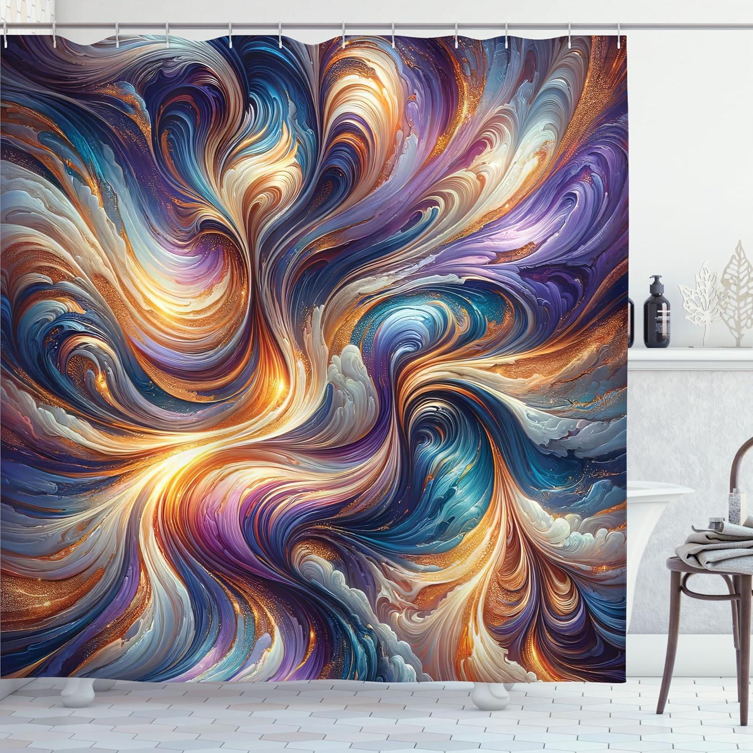 imageAmbesonne Colorful Shower Curtain Retro Design Groovy Valentines Day Hearts Pattern on Plain Back 90s Feeling Cloth Fabric Bathroom Decor Set with Hooks 69 W x 75 L White MulticolorIndigo Sea Blue Orange