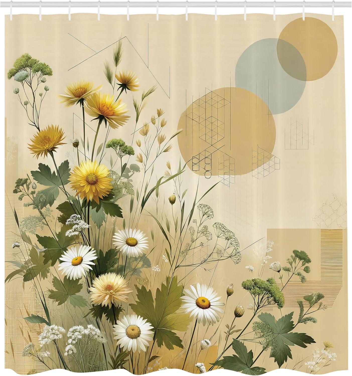 imageAmbesonne Colorful Shower Curtain Retro Design Groovy Valentines Day Hearts Pattern on Plain Back 90s Feeling Cloth Fabric Bathroom Decor Set with Hooks 69 W x 75 L White MulticolorIvory Sage Green Mustard