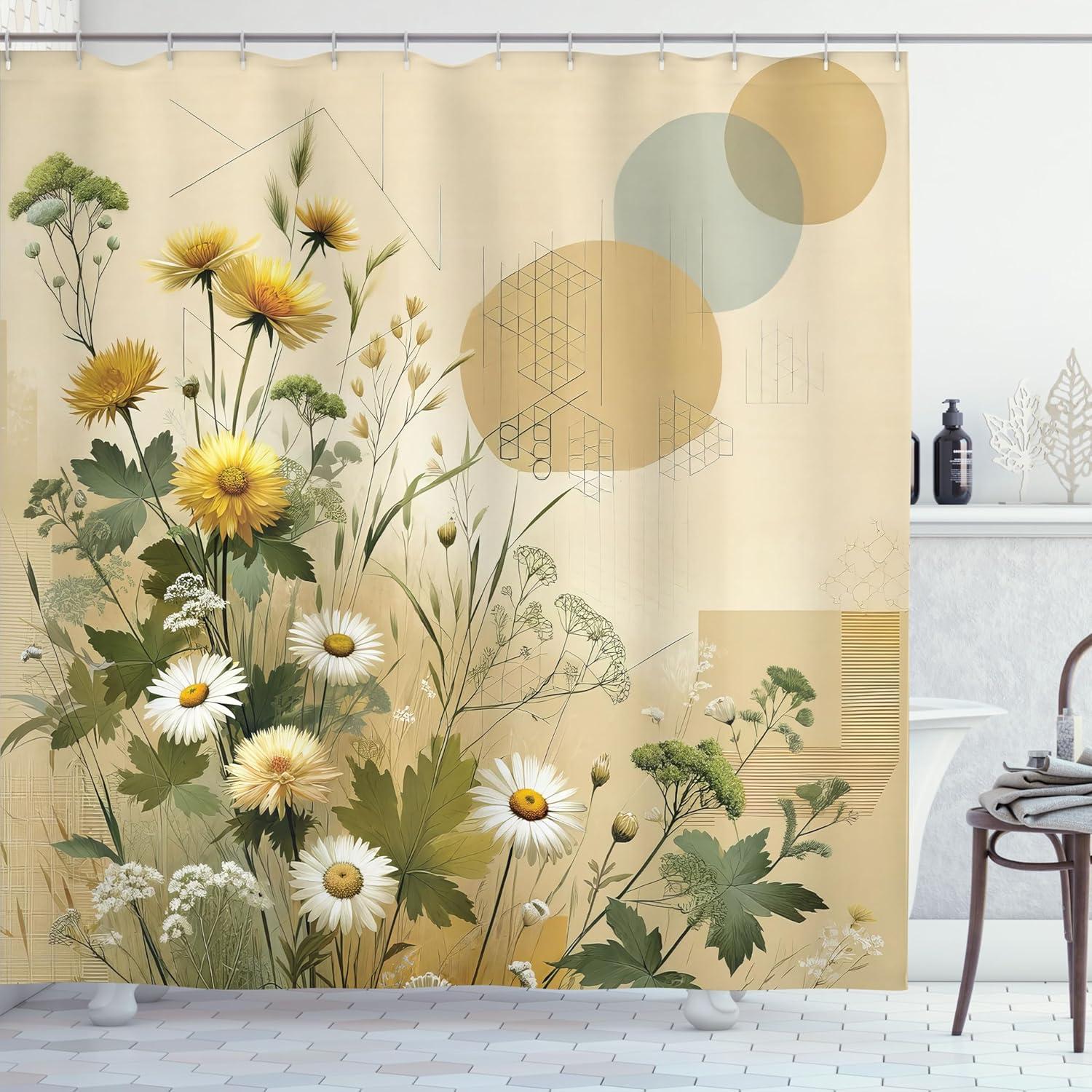 imageAmbesonne Colorful Shower Curtain Retro Design Groovy Valentines Day Hearts Pattern on Plain Back 90s Feeling Cloth Fabric Bathroom Decor Set with Hooks 69 W x 75 L White MulticolorIvory Sage Green Mustard