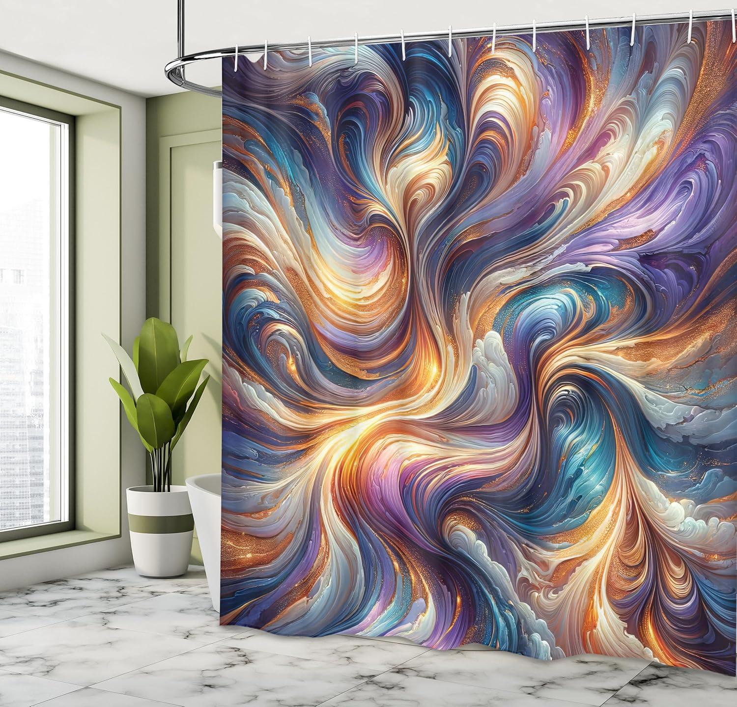 imageAmbesonne Colorful Shower Curtain Retro Design Groovy Valentines Day Hearts Pattern on Plain Back 90s Feeling Cloth Fabric Bathroom Decor Set with Hooks 69 W x 75 L White MulticolorIndigo Sea Blue Orange