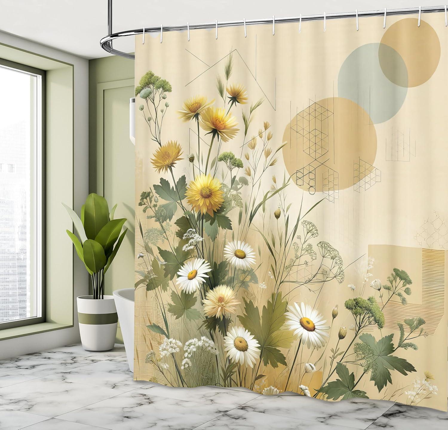 imageAmbesonne Colorful Shower Curtain Retro Design Groovy Valentines Day Hearts Pattern on Plain Back 90s Feeling Cloth Fabric Bathroom Decor Set with Hooks 69 W x 75 L White MulticolorIvory Sage Green Mustard