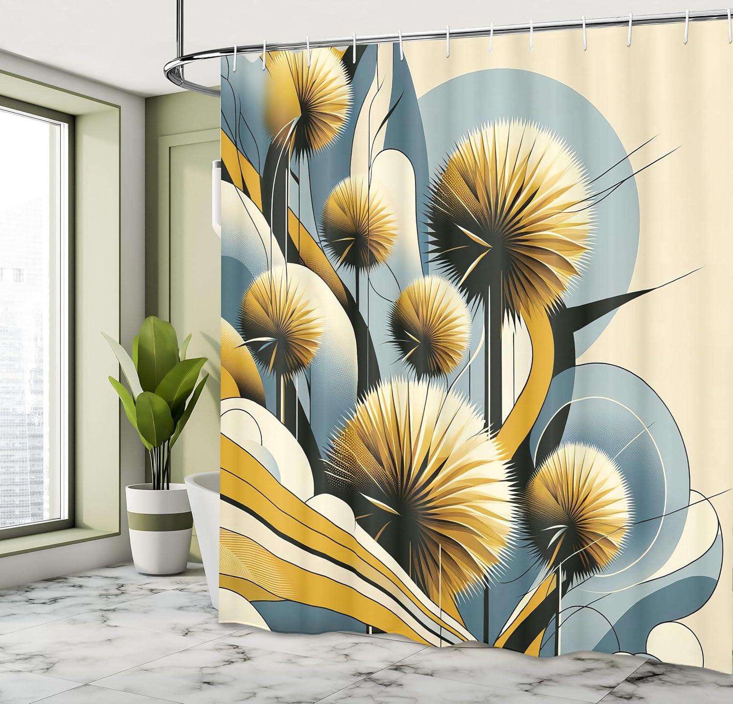 imageAmbesonne Colorful Shower Curtain Retro Design Groovy Valentines Day Hearts Pattern on Plain Back 90s Feeling Cloth Fabric Bathroom Decor Set with Hooks 69 W x 75 L White MulticolorMustard Blue Grey Cream
