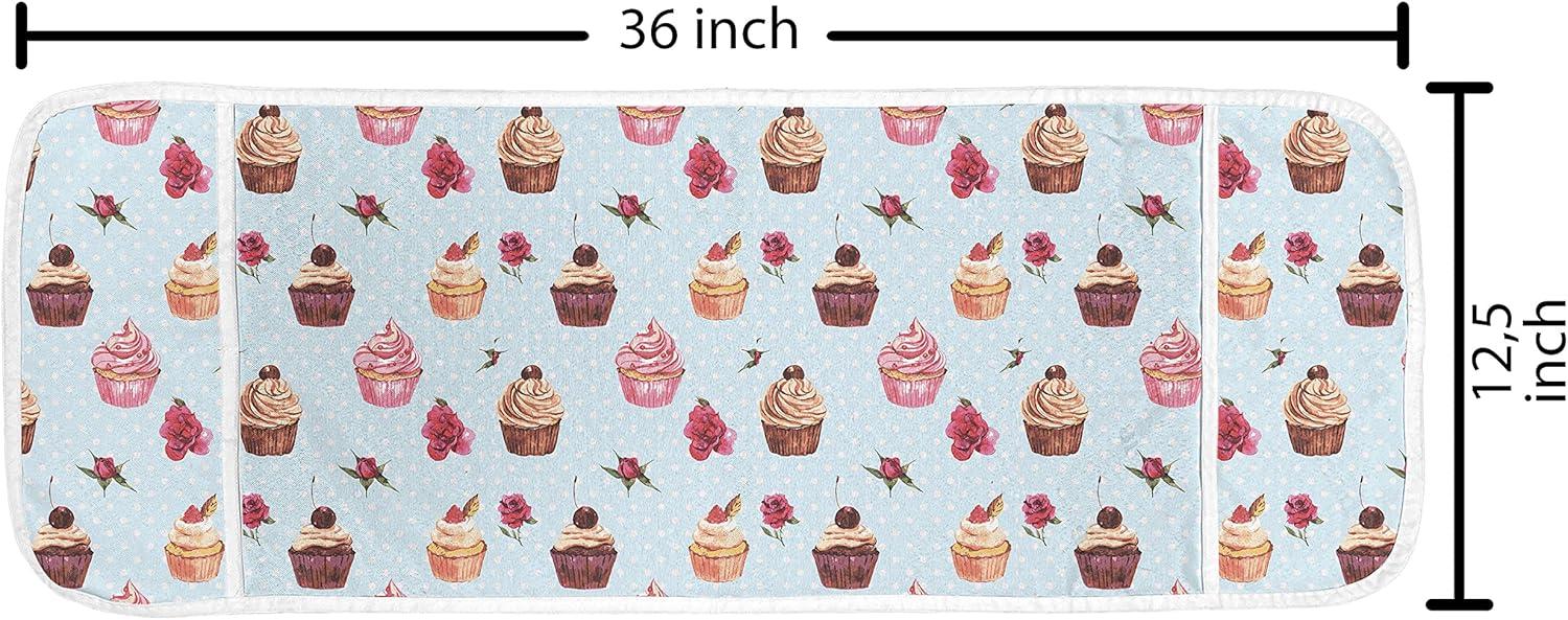 imageAmbesonne Cupcake Microwave Oven Cover Valentines Lovers Muffins with Romantic Roses Cherry on Polka Dot Retro Background Water Resistant Organizer with Pockets for Kitchen 36 x 12 MulticolorMulticolor