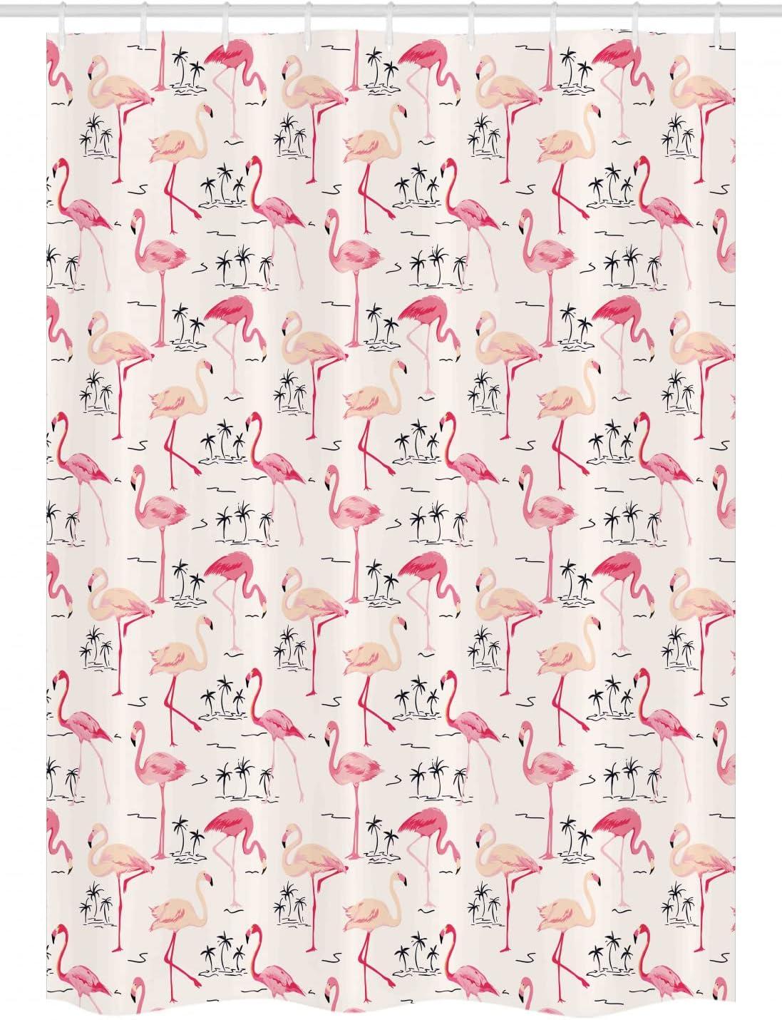 imageAmbesonne Flamingo Stall Shower Curtain Flamingos in Vintage Style Illustration Love and Romantic Animals Art Print Fabric Bathroom Decor Set with Hooks 54 W x 78 L Beige Pink