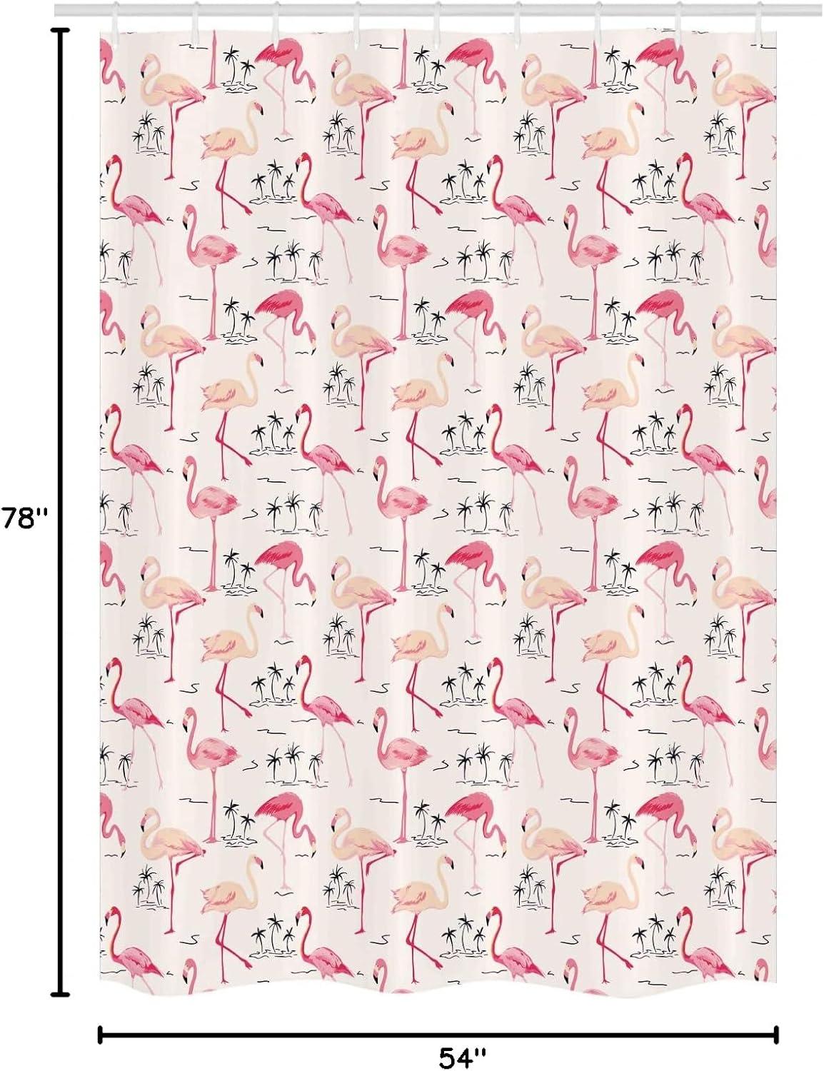 imageAmbesonne Flamingo Stall Shower Curtain Flamingos in Vintage Style Illustration Love and Romantic Animals Art Print Fabric Bathroom Decor Set with Hooks 54 W x 78 L Beige Pink