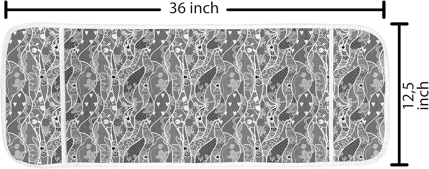 imageAmbesonne Gothic Microwave Oven Cover Vintage Royal Composition with Rose Flowers and Hearts Valentines Day Inspired Water Resistant Organizer with Pockets for Kitchen 36 x 12 Black WhiteBlack White
