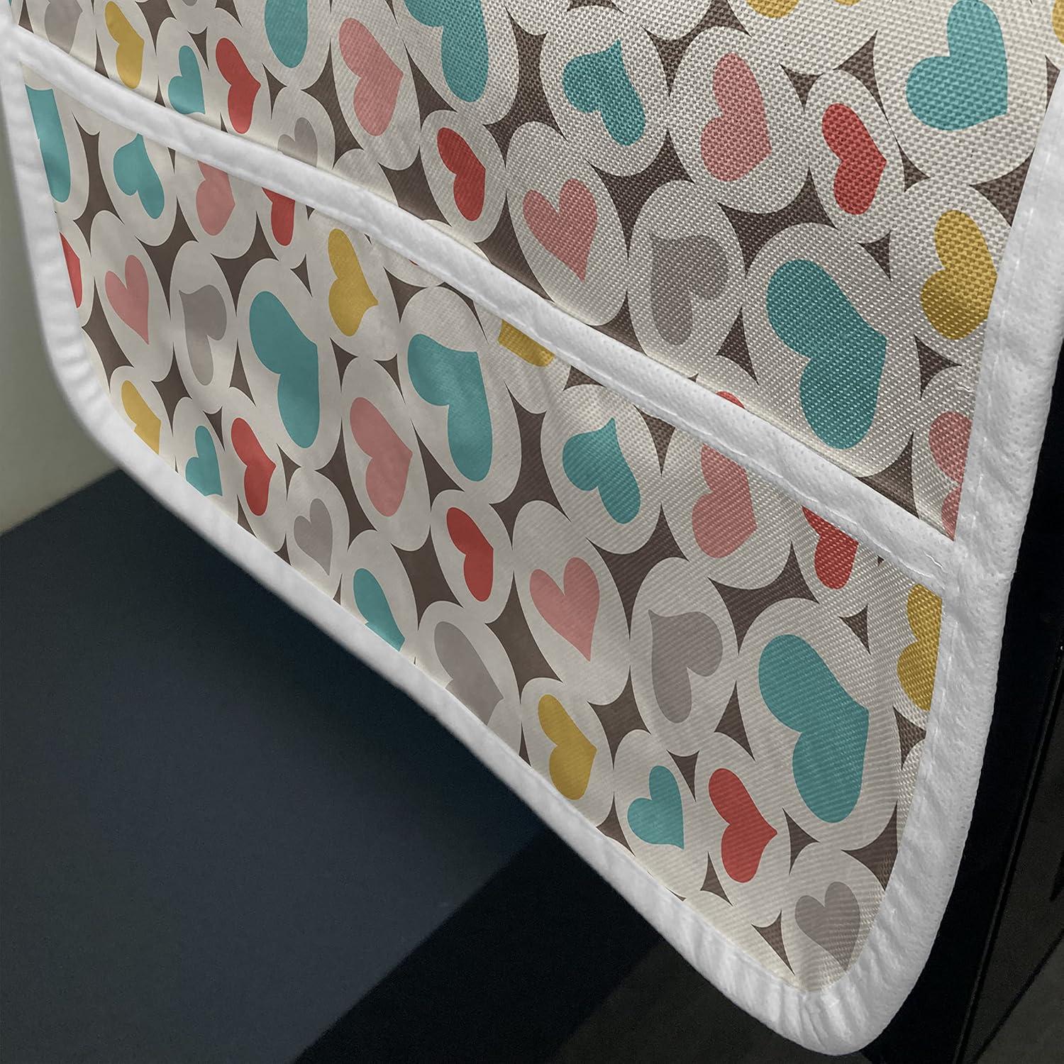 imageAmbesonne Hearts Microwave Oven Cover Oval Shapes with Heart in Retro Tones Valentines Day Birthday Theme Pattern Water Resistant Organizer with Pockets for Kitchen 36 x 12 MulticolorMulticolor